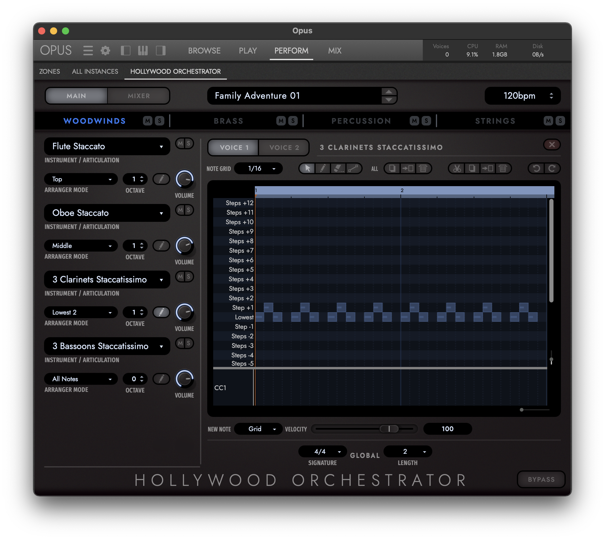 Hollywood Orchestrator - Midi Edit View