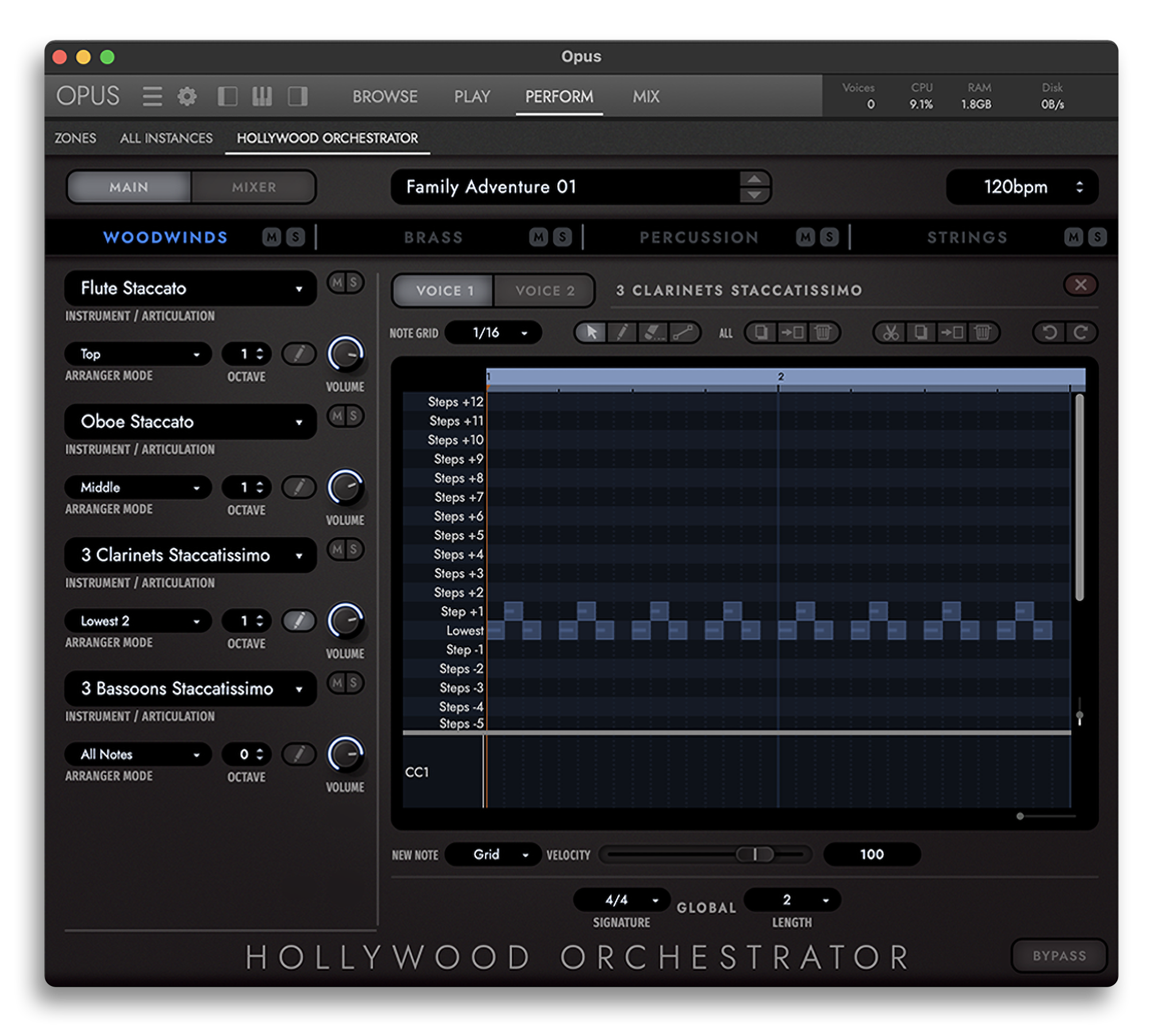 Hollywood Orchestrator - Preset View